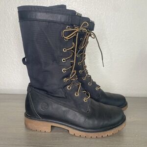 Women's Timberland Foldover Black Boots Womens Size 7,‎ Water Proof Rubber Some